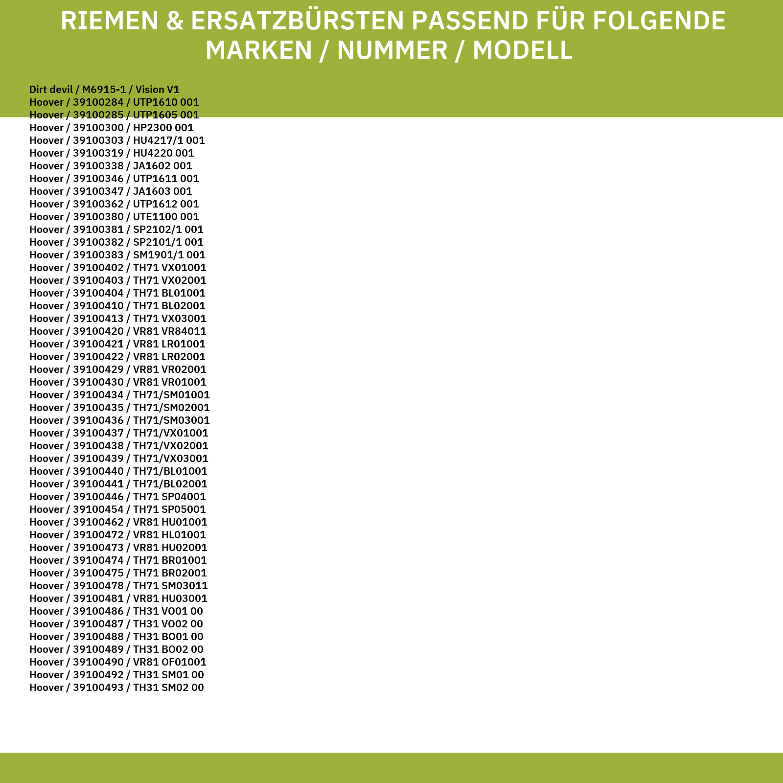 Riemen HOOVER 35600744 für Walze TypV29 Staubsauger