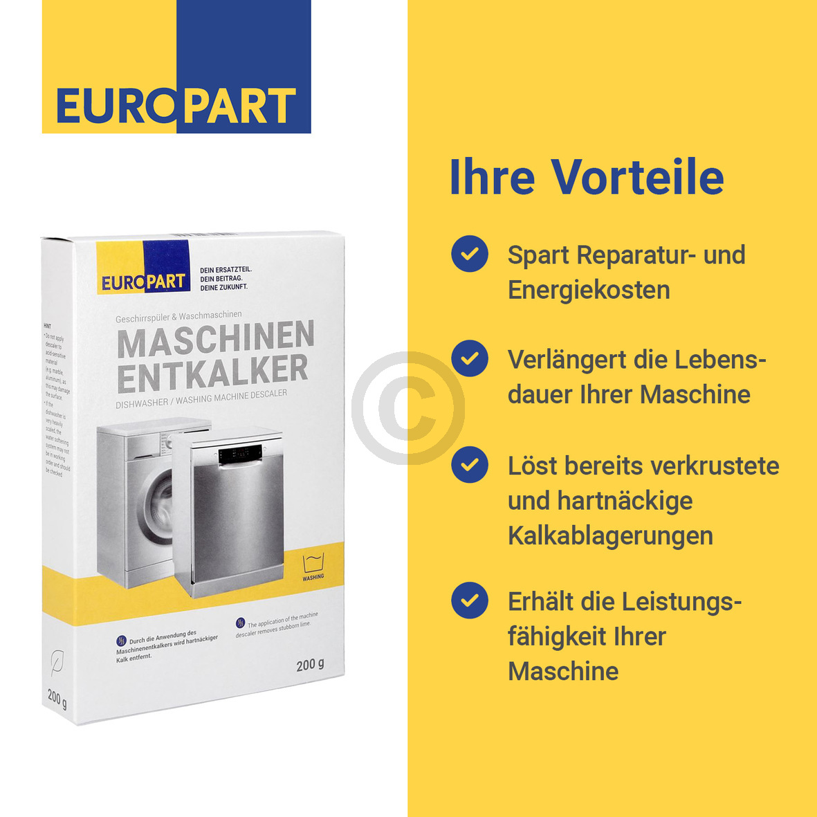 Maschinenentkalker kompatibel mit EUROPART für Waschmaschine Geschirrspüler 200g