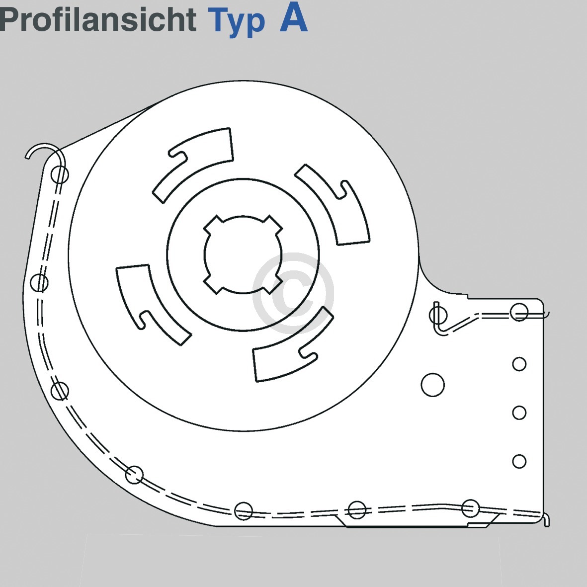 Querstromlüfter 180mm TypA Motor rechts universal kompatibel mit QLZ06/1800-2513 für Backofen Solarium Nachtspeicher