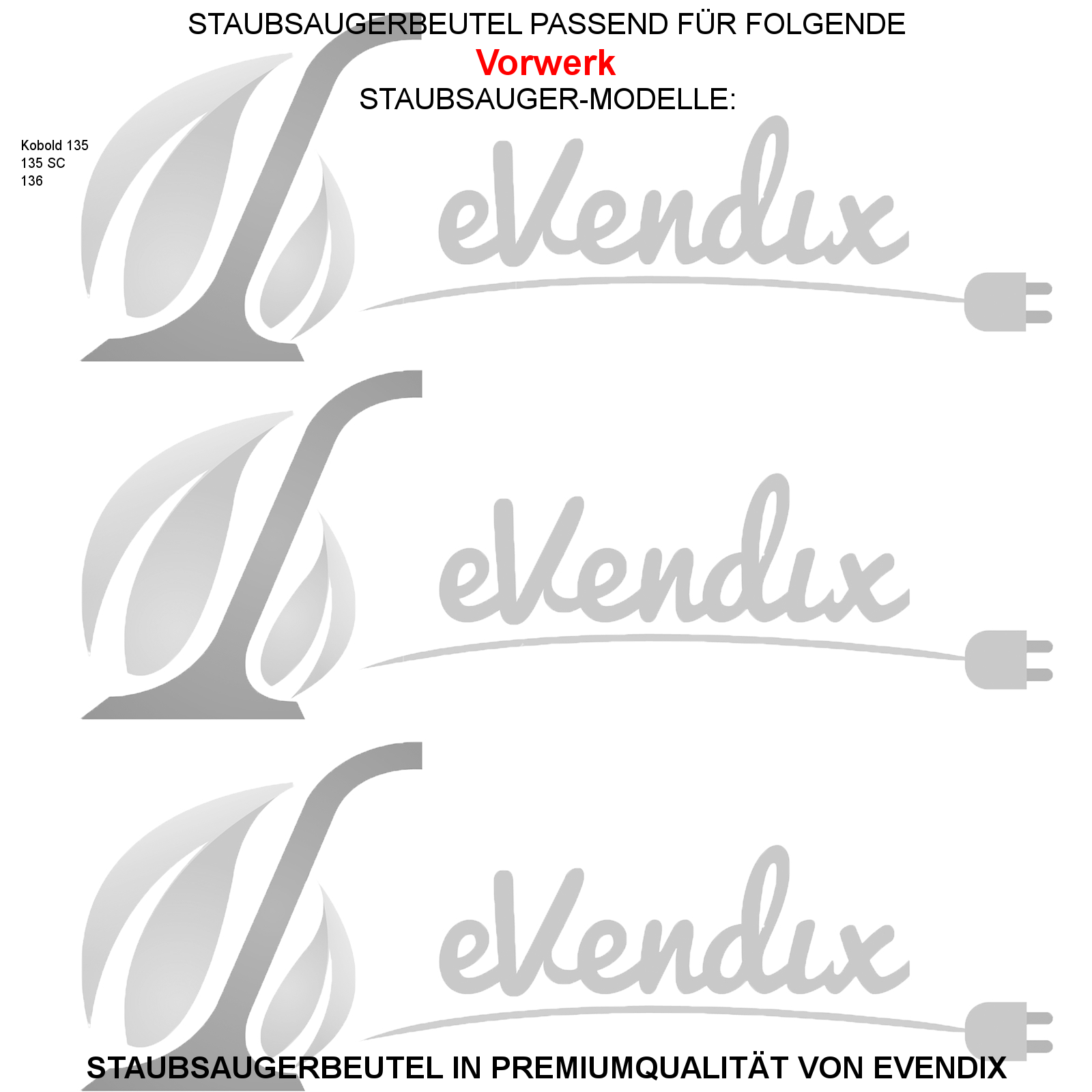 6 Staubsaugerbeutel / Staubbeutel / Filtertüten kompatibel mit Vorwerk Kobold VK 135, 135 SC, 136 ähnlich FP135, FP136