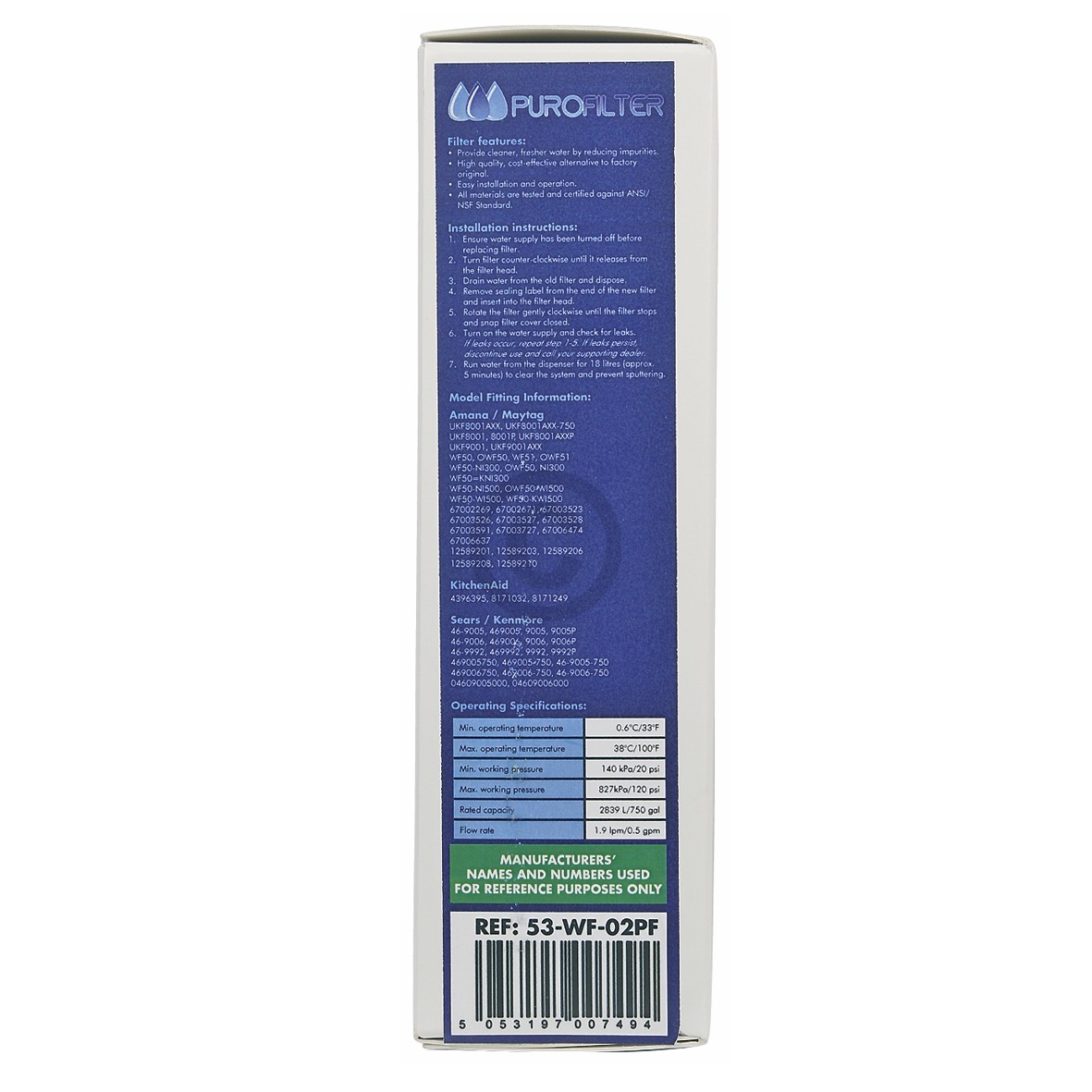 Wasserfilter wie Maytag UKF8001 für Kühlschrank SideBySide