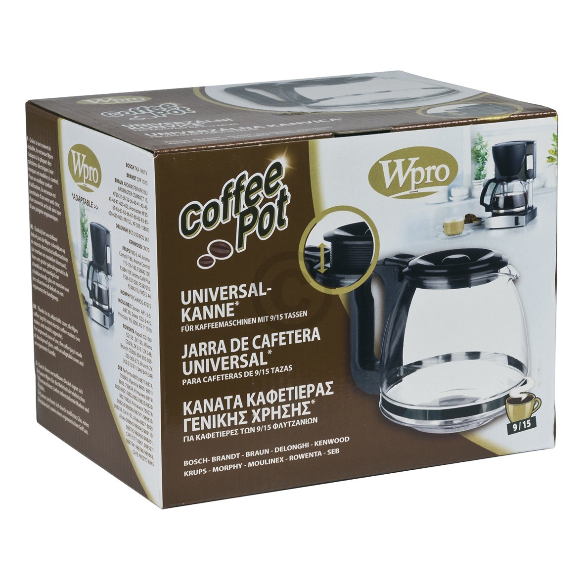 Glaskanne Wpro 484000000319 UCF300 Kaffeekanne Universal 9-15 Tassen für Filterkaffeemaschine