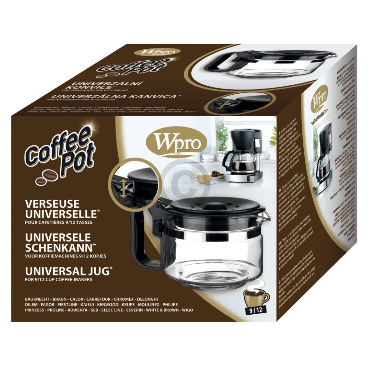 Glaskanne Wpro 484000000318 UCF200 Kaffeekanne Universal 9-12 Tassen für Filterkaffeemaschine
