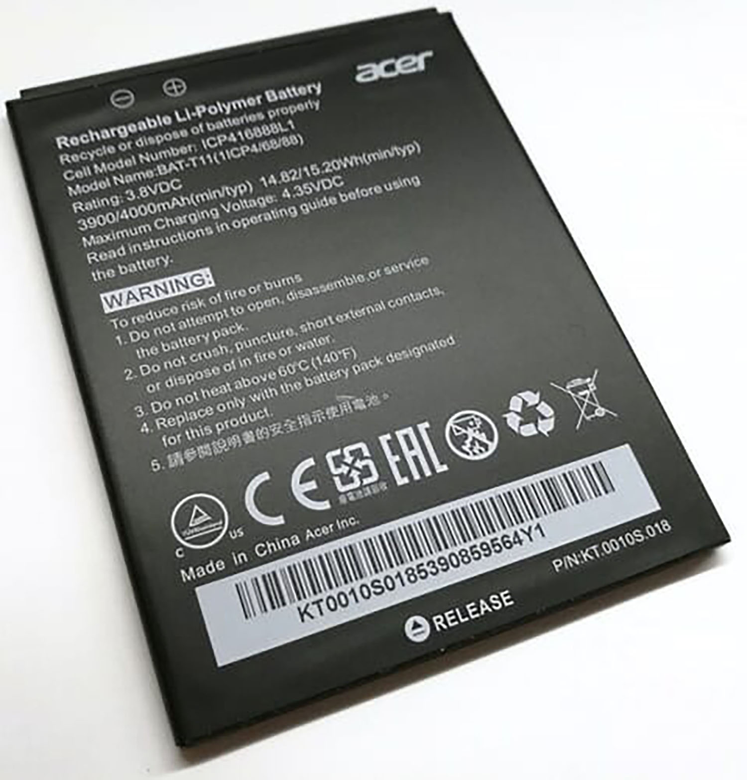 Original Akku für Acer Liquid Z6E | 3.7 Volt | 2000 mAh | 7.4 Wh Li-Ion Akku