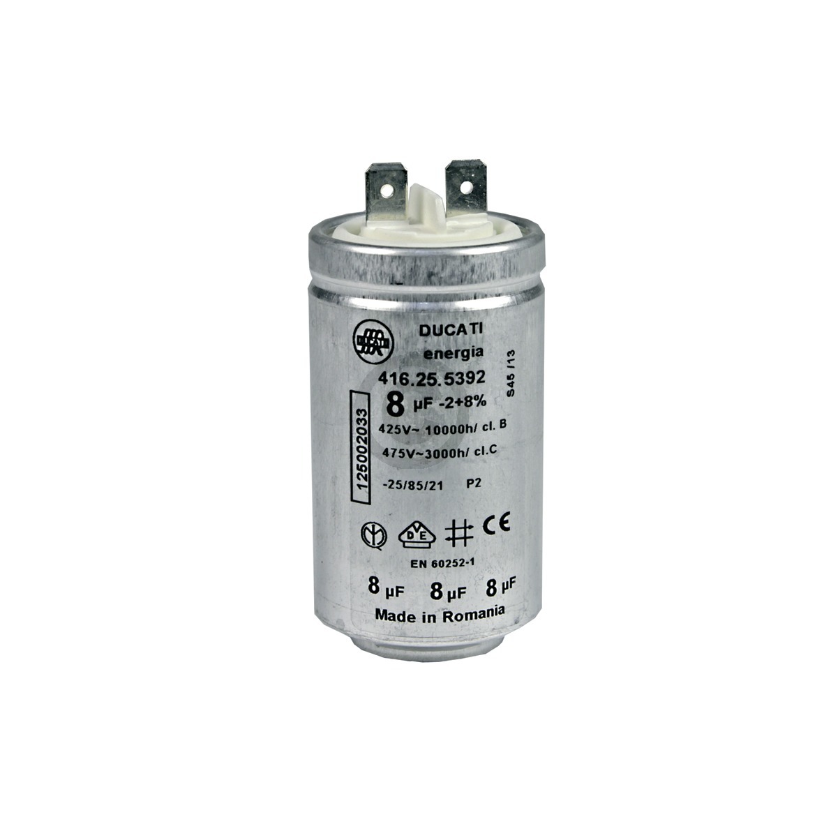 Kondensator AEG 125002033/4 8µF 425/475V mit Steckfahnen für Trockner